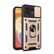 Motorola Edge 40 Pro Hoesje - MobyDefend Pantsercase Met Draaibare Ring - Goud