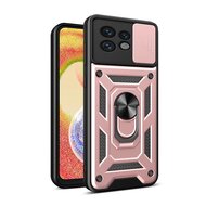 Motorola Edge 40 Pro Hoesje - MobyDefend Pantsercase Met Draaibare Ring - Ros&eacute;