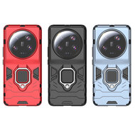 Xiaomi 13 Ultra Hoesje - MobyDefend Dubbelgelaagde Pantsercase Met Standaard - Rood