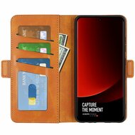 Xiaomi 13 Ultra Hoesje, MobyDefend Luxe Wallet Book Case (Sluiting Zijkant), Lichtbruin