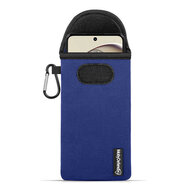 Hoesje voor Motorola Moto G14, MobyDefend Neopreen Pouch Met Karabijnhaak, Insteekhoesje, Riemlus Hoesje, Blauw