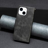 iPhone 15 Hoesje - MobyDefend Wallet Book Case Met Koord - Zwart