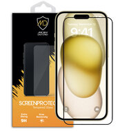 iPhone 15 Screenprotector - MobyDefend Screensaver Met Zwarte Randen - Gehard Glas 