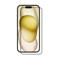 iPhone 15 Screenprotector - MobyDefend Screensaver Met Zwarte Randen - Gehard Glas 