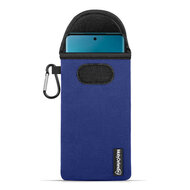 Hoesje voor Motorola Edge 40 Neo, MobyDefend Neopreen Pouch Met Karabijnhaak, Insteekhoesje, Riemlus Hoesje, Blauw