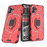 Nothing Phone (2) Hoesje, MobyDefend Dubbelgelaagde Pantsercase Met Standaard, Rood