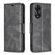 Oppo A78 (5G) Hoesje, MobyDefend Wallet Book Case Met Koord, Zwart