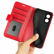 Oppo A78 (5G) Hoesje, MobyDefend Wallet Book Case (Sluiting Achterkant), Rood
