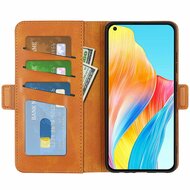 Oppo A78 (5G) Hoesje, MobyDefend Luxe Wallet Book Case (Sluiting Zijkant), Lichtbruin