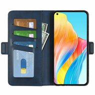 Oppo A78 (5G) Hoesje, MobyDefend Luxe Wallet Book Case (Sluiting Zijkant), Blauw