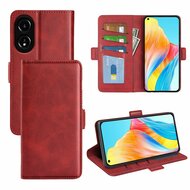 Oppo A78 (5G) Hoesje, MobyDefend Luxe Wallet Book Case (Sluiting Zijkant), Rood