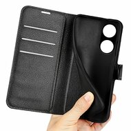 Oppo A98 Hoesje, MobyDefend Kunstleren Wallet Book Case (Sluiting Voorkant), Zwart