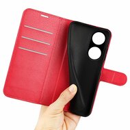 Oppo A98 Hoesje - MobyDefend Kunstleren Wallet Book Case (Sluiting Voorkant) - Rood