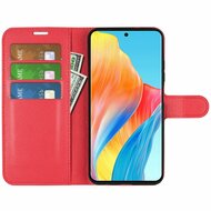 Oppo A98 Hoesje, MobyDefend Kunstleren Wallet Book Case (Sluiting Voorkant), Rood