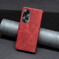 Oppo A98 Hoesje - MobyDefend Wallet Book Case Met Koord - Rood