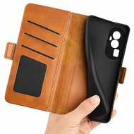 Oppo Reno10 / Reno10 Pro Hoesje - MobyDefend Luxe Wallet Book Case (Sluiting Zijkant) - Lichtbruin