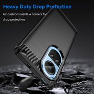 Oppo Reno10 Pro Hoesje - MobyDefend TPU Backcover - Geborstelde Metaal &amp; Carbon-Look - Zwart