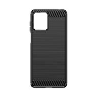 Motorola Moto G14 Hoesje, MobyDefend TPU Gelcase, Geborsteld Metaal + Carbonlook, Zwart