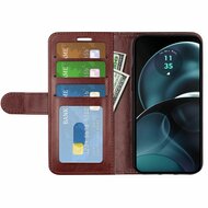 Motorola Moto G14 Hoesje, MobyDefend Wallet Book Case (Sluiting Achterkant), Bruin