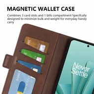 OnePlus Nord 3 Hoesje, MobyDefend Luxe Wallet Book Case (Sluiting Zijkant), Lichtbruin