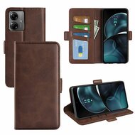 Motorola Moto G14 Hoesje, MobyDefend Luxe Wallet Book Case (Sluiting Zijkant), Bruin