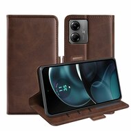 Motorola Moto G14 Hoesje, MobyDefend Luxe Wallet Book Case (Sluiting Zijkant), Bruin
