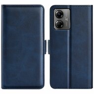 Motorola Moto G14 Hoesje - MobyDefend Luxe Wallet Book Case (Sluiting Zijkant) - Blauw