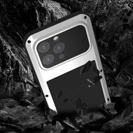 iPhone 15 Pro Max Hoes, Love Mei, Metalen Extreme Protection Case, Zilvergrijs