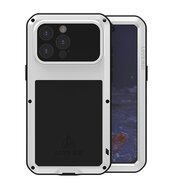 iPhone 15 Pro Max Hoes - Love Mei Metalen Case - Extreme Protection - Zilvergrijs