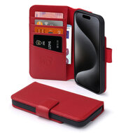 iPhone 15 Pro Hoesje - Luxe MobyDefend Wallet Bookcase - Rood
