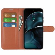 Motorola Moto G14 Hoesje - MobyDefend Kunstleren Wallet Book Case (Sluiting Voorkant) - Bruin