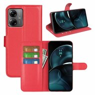 Motorola Moto G14 Hoesje - MobyDefend Kunstleren Wallet Book Case (Sluiting Voorkant) - Rood