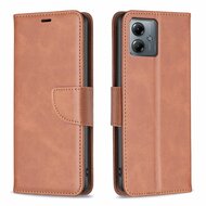 Motorola Moto G14 Hoesje - MobyDefend Wallet Book Case Met Koord - Bruin