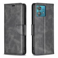 Motorola Edge 40 Neo Hoesje - MobyDefend Wallet Book Case Met Koord - Zwart