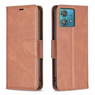 Motorola Edge 40 Neo Hoesje - MobyDefend Wallet Book Case Met Koord - Bruin