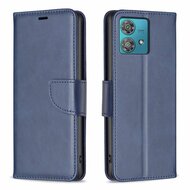 Motorola Edge 40 Neo Hoesje, MobyDefend Wallet Book Case Met Koord, Blauw