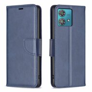 Motorola Edge 40 Neo Hoesje - MobyDefend Wallet Book Case Met Koord - Blauw