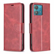 Motorola Edge 40 Neo Hoesje, MobyDefend Wallet Book Case Met Koord, Rood