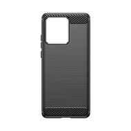 Motorola Edge 40 Neo Hoesje, MobyDefend TPU Gelcase, Geborsteld Metaal + Carbonlook, Zwart