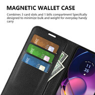 Motorola Moto G54 Hoesje, MobyDefend Kunstleren Wallet Book Case (Sluiting Voorkant), Zwart