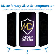 2-Pack MobyDefend iPhone 15 Pro Screenprotectors - Matte Privacy Glass Screensavers