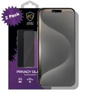 2-Pack MobyDefend iPhone 15 Pro Screenprotectors - Matte Privacy Glass Screensavers