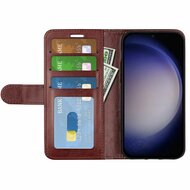 Samsung Galaxy S24 Hoesje, MobyDefend Wallet Book Case (Sluiting Achterkant), Bruin