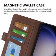 Samsung Galaxy S24 Hoesje, MobyDefend Luxe Wallet Book Case (Sluiting Zijkant), Zwart