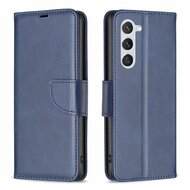 Samsung Galaxy S24 Hoesje, MobyDefend Wallet Book Case Met Koord, Blauw