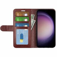 Samsung Galaxy S23 FE Hoesje, MobyDefend Wallet Book Case (Sluiting Achterkant), Bruin