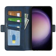 Samsung Galaxy S23 FE Hoesje, MobyDefend Luxe Wallet Book Case (Sluiting Zijkant), Blauw
