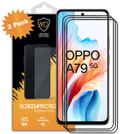 3-Pack Oppo A79 Screenprotectors, MobyDefend Gehard Glas Screensavers, Zwarte Randen