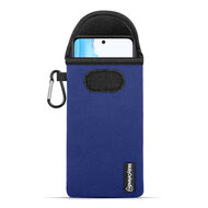 Hoesje voor Oppo A79, MobyDefend Neopreen Pouch Met Karabijnhaak, Insteekhoesje, Riemlus Hoesje, Blauw