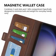 Samsung Galaxy S24 Ultra Hoesje, MobyDefend Luxe Wallet Book Case (Sluiting Zijkant), Lichtbruin